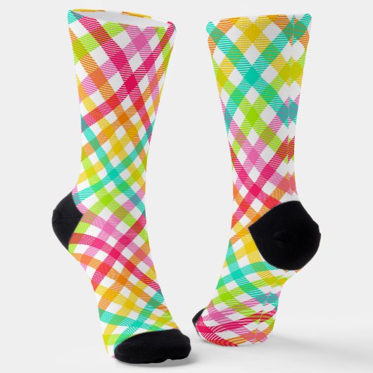 Bright Pset Gingham Pattern Socks Sokken (Gebogen)