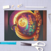 Bright Pumpkin Cemetery Halloween Decoupage Papier (Craft)