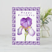 Bright Purple Iris Bonne Carte Plat Anniversaire (Debout devant)