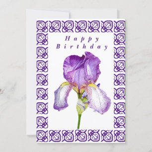 Bright Purple Iris Bonne Carte Plat Anniversaire