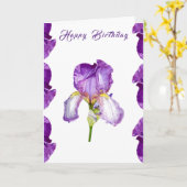 Bright Purple Iris Joyeux Anniversaire Carte (Fleur jaune)