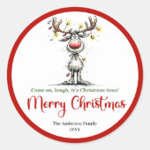 Bright quirky reindeer sticker red green cartoon (Devant)