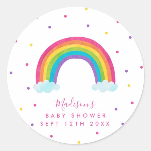 Bright Rainbow Baby shower Ronde Sticker (Voorkant)