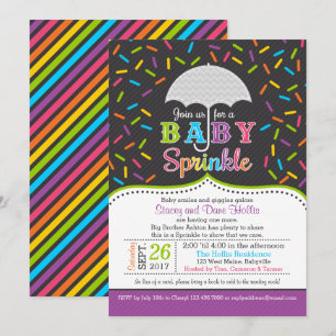 Bright Rainbow Baby Sprinkle Umbrella Invitation