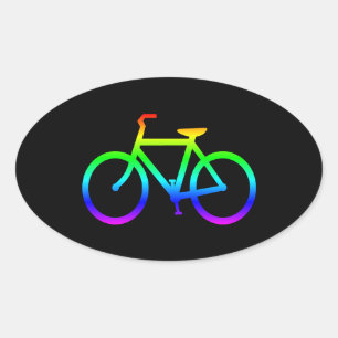 Bright Rainbow Bicycle Ovale Sticker