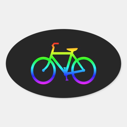 Bright Rainbow Bicycle Ovale Sticker (Voorkant)