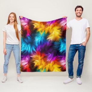 Bright Rainbow faux monster bont textuur Fleece Deken