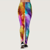 Bright Rainbow faux monster bont textuur Leggings (Achterkant)