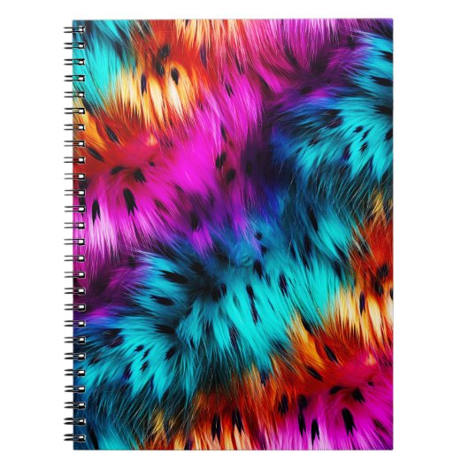 Bright Rainbow faux monster bont textuur Notitieboek (Voorkant)