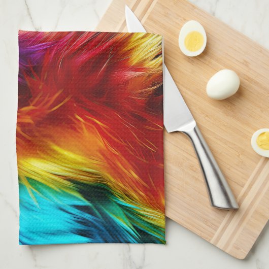 Bright Rainbow faux monster bont textuur Theedoek (Quarter Fold)