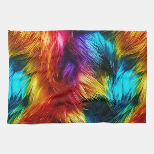 Bright Rainbow faux monster bont textuur Theedoek (Horizontaal)