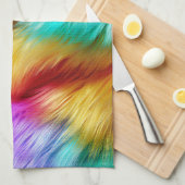 Bright Rainbow faux monster bont textuur Theedoek (Quarter Fold)