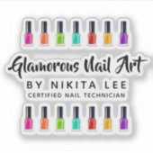 Bright Rainbow Nail Polish Art Tech Salon Logo Sticker (Voorkant)