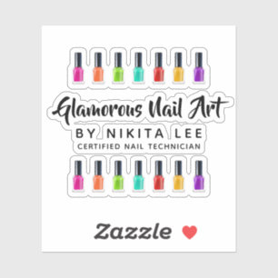 Bright Rainbow Nail Polish Art Tech Salon Logo Sticker