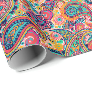 Bright Rainbow Paisley Cadeaupapier