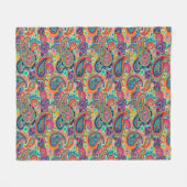 Bright Rainbow Paisley Fleece Deken (Voorkant (Horizontaal))