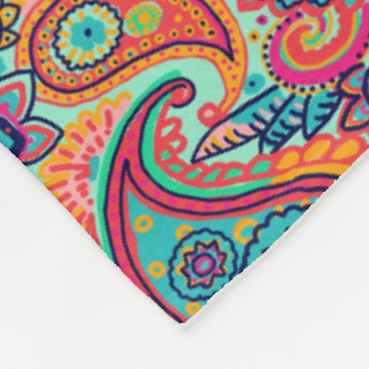 Bright Rainbow Paisley Fleece Deken (Hoek)