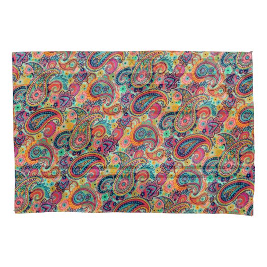 Bright Rainbow Paisley Kussensloop (Voorkant)
