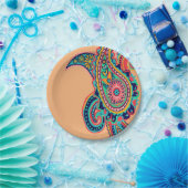 Bright Rainbow Paisley Papieren Bordje (Feest)