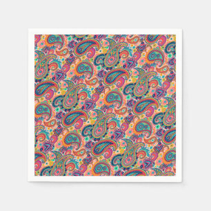 Bright Rainbow Paisley Servetten