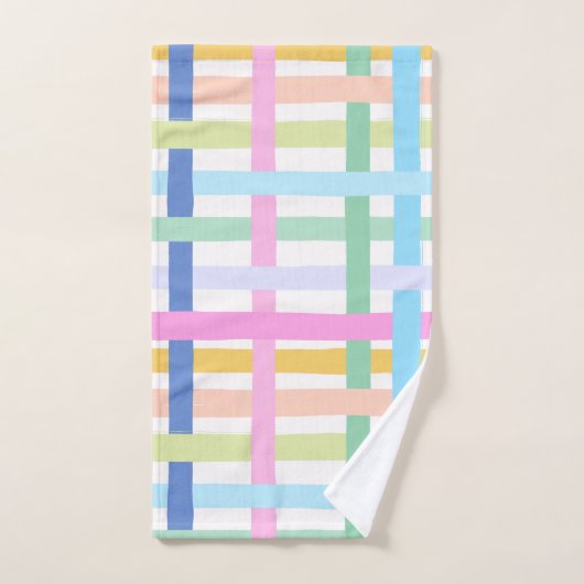 Bright Rainbow Plaid Bath Towel - Colourful Pastel Bad Handdoek (Handdoek)