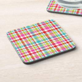 Bright Rainbow Plaid Checkered Pattern Bier Onderzetter