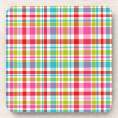 Bright Rainbow Plaid Checkered Pattern Bier Onderzetter (Voorkant)