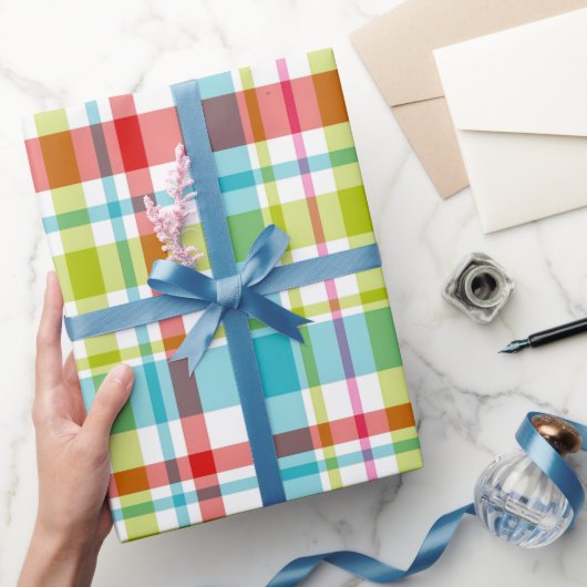 Bright Rainbow Plaid Checkered Pattern Cadeaupapier (Geschenken)