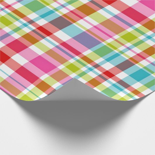 Bright Rainbow Plaid Checkered Pattern Cadeaupapier (Hoek)