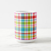 Bright Rainbow Plaid Checkered Pattern Custom Name Koffiemok (Center)