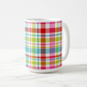 Bright Rainbow Plaid Checkered Pattern Custom Name Koffiemok (Voorkant rechts)