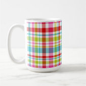 Bright Rainbow Plaid Checkered Pattern Custom Name Koffiemok (Links)