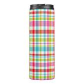 Bright Rainbow Plaid Checkered Pattern Custom Name Thermosbeker (Achterkant)
