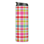 Bright Rainbow Plaid Checkered Pattern Custom Name Thermosbeker (Geroteerd rechts)