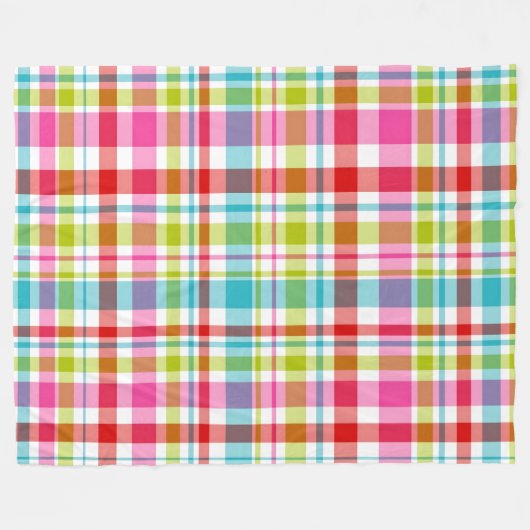Bright Rainbow Plaid Checkered Pattern Fleece Deken (Voorkant (Horizontaal))