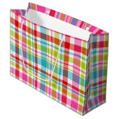 Bright Rainbow Plaid Checkered Pattern Groot Cadeauzakje (Voorkant Gekanteld)