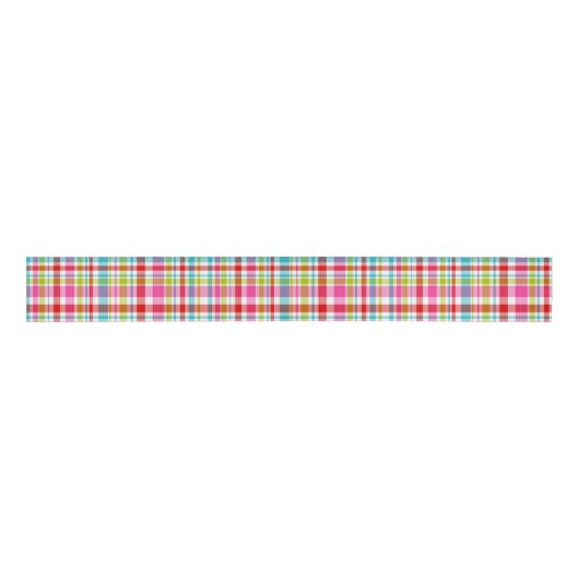 Bright Rainbow Plaid Checkered Pattern Grosgrain Lint (Voorkant)
