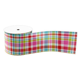 Bright Rainbow Plaid Checkered Pattern Grosgrain Lint