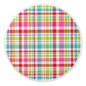 Bright Rainbow Plaid Checkered Pattern Keramische Knop (Voorkant)