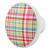 Bright Rainbow Plaid Checkered Pattern Keramische Knop (Rechts)