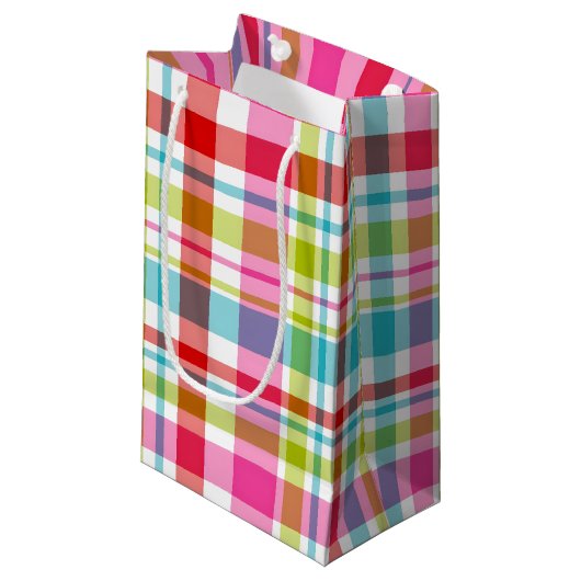 Bright Rainbow Plaid Checkered Pattern Klein Cadeauzakje (Voorkant Gekanteld)