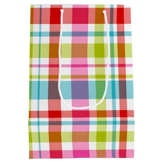 Bright Rainbow Plaid Checkered Pattern Medium Cadeauzakje (Achterkant)