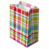 Bright Rainbow Plaid Checkered Pattern Medium Cadeauzakje (Achterkant Gekanteld)