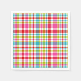 Bright Rainbow Plaid Checkered Pattern Paper Servet