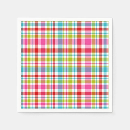 Bright Rainbow Plaid Checkered Pattern Paper Servet (Voorkant)
