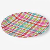 Bright Rainbow Plaid Checkered Pattern  Papieren Bordje (Gekanteld)