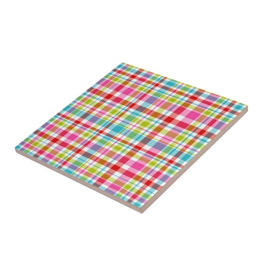 Bright Rainbow Plaid Checkered Pattern Tegeltje (Zijkant)