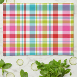 Bright Rainbow Plaid Checkered Pattern Theedoek