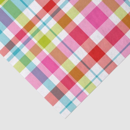 Bright Rainbow Plaid Checkered Pattern Tissuepapier (Detail)