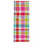 Bright Rainbow Plaid Checkered Pattern Wijn Cadeautas (Voorkant)